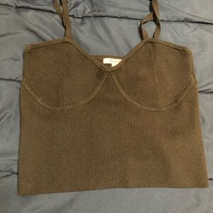 Madewell Black Ribbed Crop Top